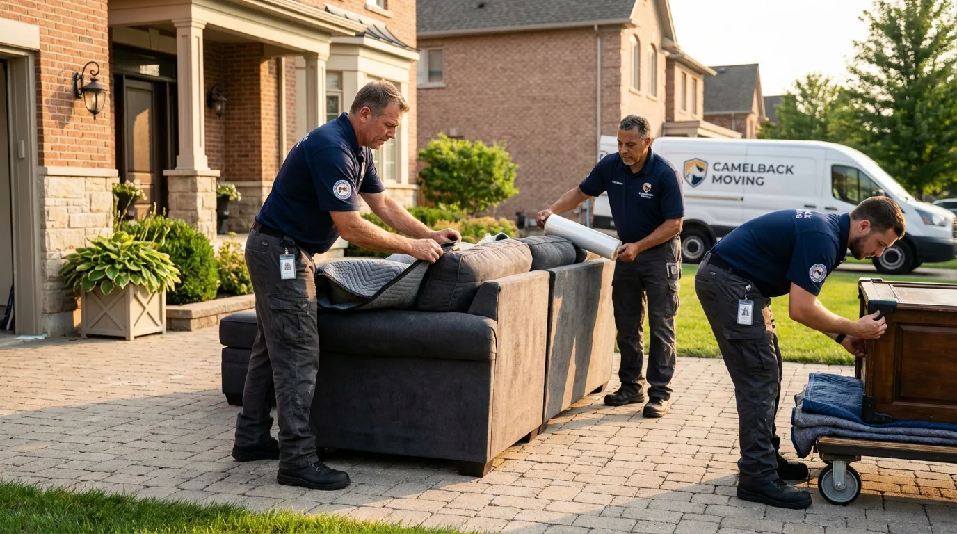 Large estate moving crew wrapping furniture in Franklinton, LA